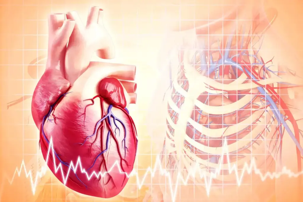 A detailed medical diagram showcasing the clinical classification of atrial fibrillation. In the foreground, a detailed cross-section of the human heart, highlighting the atrial chambers and the abnormal electrical activity associated with atrial fibrillation. In the middle ground, a series of labeled icons or illustrations representing the different types of atrial fibrillation, such as paroxysmal, persistent, and permanent. The background features a clean, minimalist medical environment, with soft lighting and a subtle color palette, conveying a sense of clinical precision and authority. The overall composition should strike a balance between technical accuracy and visual clarity, providing a comprehensive yet accessible illustration of the classification system.