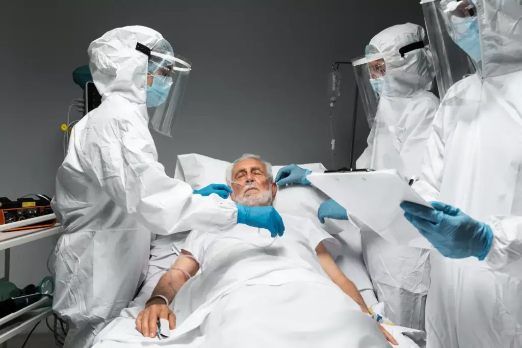 A dimly lit hospital room, the air heavy with the scent of antiseptic. In the foreground, a frail figure lies on the bed, their features etched with the ravages of glioblastoma's end-stage symptoms. Sunken eyes, gaunt cheeks, and a labored breath that echoes through the room. The middle ground reveals medical equipment, IV drips, and monitors, a testament to the battle against this relentless disease. The background is shrouded in shadows, a somber reminder of the impending darkness. The lighting is soft, casting a muted glow that accentuates the somber mood. This scene captures the essence of the timeline and progression of end-stage glioblastoma, a haunting portrayal of the body's final surrender to this devastating illness.