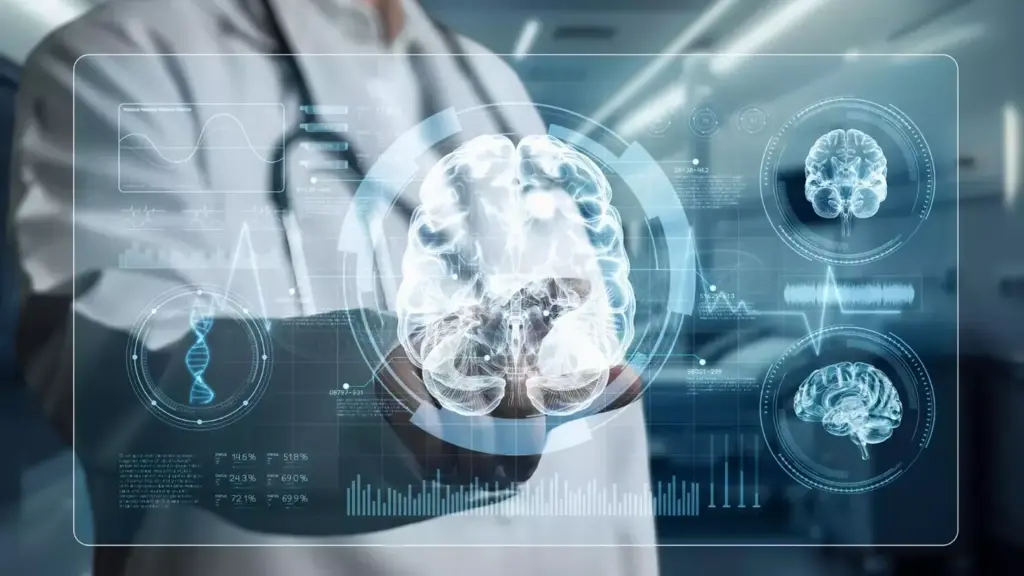 A brain scan displaying a non-malignant tumor, showcasing its distinctive features. The foreground depicts the tumor's precise anatomical structure, with vivid details and textures that convey its non-cancerous nature. The middle ground highlights the surrounding healthy brain tissue, contrasting the tumor's location and impact. The background portrays a clinical setting, with subtle lighting and a serene, medical atmosphere. The image aims to educate the viewer on the visual characteristics of a benign brain tumor, aligning with the article's focus on understanding non-malignant brain tumors.