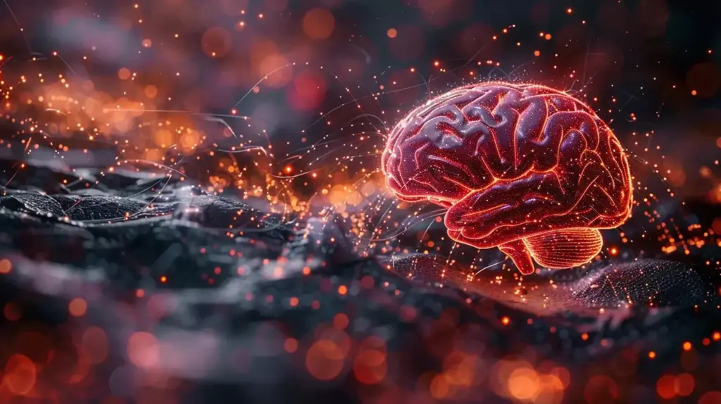 A blurred, indistinct human brain floats in a hazy, dreamlike atmosphere. The edges of the brain are softened and unfocused, simulating the visual distortions associated with a brain tumor. Muted, mottled lighting casts a sense of unease, while a shallow depth of field draws the viewer's attention to the central, affected area of the brain. The overall impression evokes the disorienting experience of blurred vision caused by a brain tumor pressing on the optic nerve.