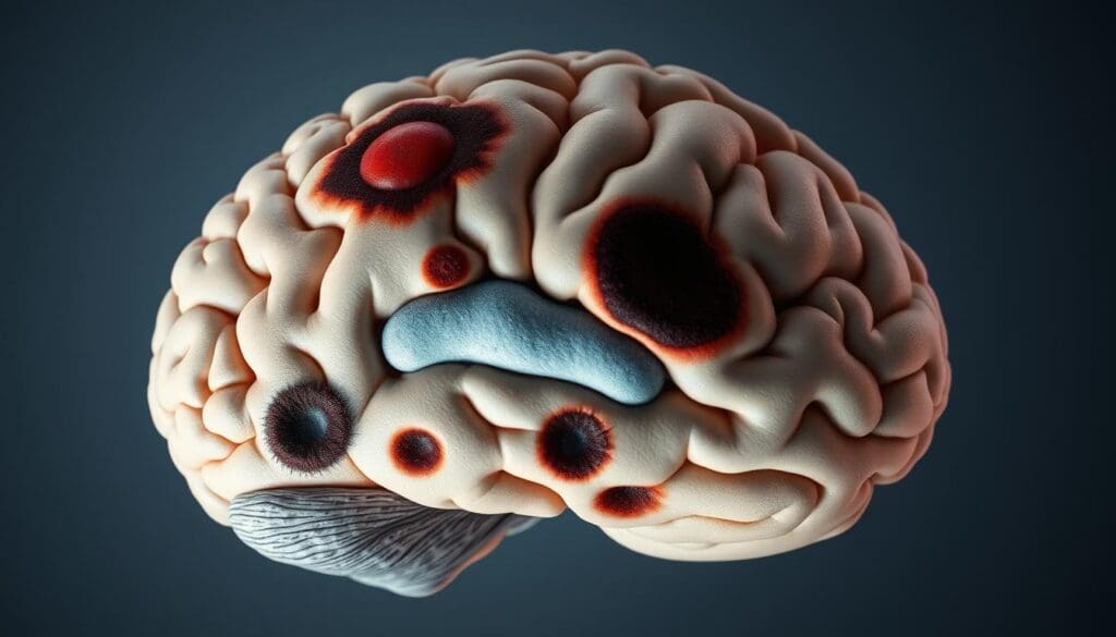 lesions in brain symptoms