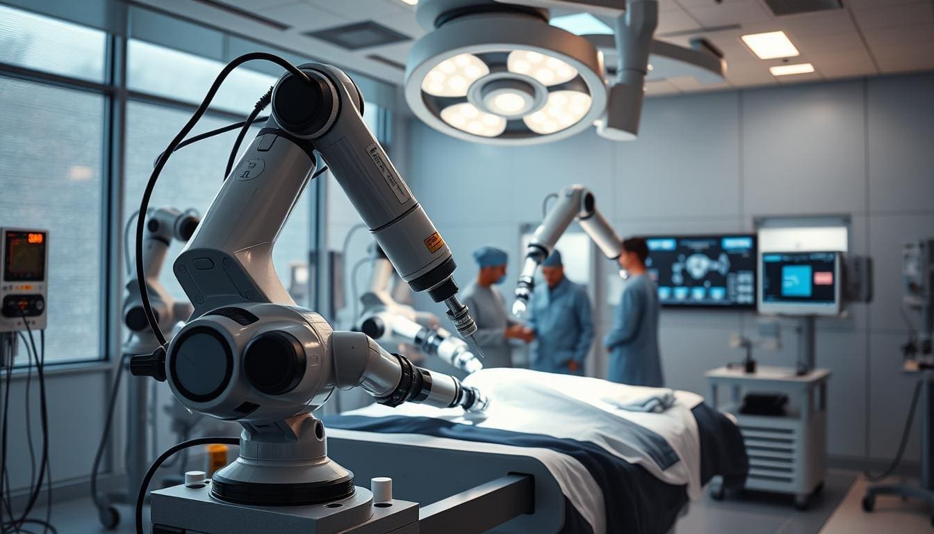 Robotics and Medicine: 10 Ways Robots Are Transforming Healthcare in 2025

The healthcare world is changing fast with the help of advanced robotics. Liv Hospital is leading this change. They use medical robotics to make patient care better and safer.
The global market for medical service robots has hit USD 14.46 billion in 2025. This shows how big the role of robotics in healthcare is getting. Robots help surgeons, help patients get better, and make sure care is top-notch.
Looking ahead, it's clear that robotics will keep being key in healthcare's future.
Key Takeaways
The global medical service robots market reached USD 14.46 billion in 2025.
Robots are transforming healthcare by supporting surgeons and aiding patient recovery.
Liv Hospital is leveraging medical robotics to enhance patient care and safety.
The future of robotics in healthcare is promising, with continued growth and innovation.
Medical robotics is improving the standards of care in healthcare facilities.
The Current State of Medical Robotics in 2025

Medical robotics has hit a major milestone in 2025. New technologies are leading to rapid growth. Robots are changing how we care for patients, making healthcare more efficient.
The $14.46 Billion Market and Projected Growth
The medical robotics market has grown a lot, reaching $14.46 billion in 2025. This growth comes from the need for precise and less invasive surgeries. Also, new robotic tech is playing a big role.
Experts say this growth will keep going. Healthcare is moving towards using more robots. This will help improve patient care and make things run smoother.
Key factors contributing to this growth include:
Increased investment in healthcare technology
Rising demand for robotic-assisted surgeries
Expanding applications of robots in rehabilitation and diagnostics
Driving Forces Behind Healthcare Robotics Adoption
Several factors are pushing healthcare towards using more robots. The main reasons are the need for better precision, shorter recovery times, and better patient care. Robots are now used in many areas of healthcare, like surgery, rehab, and monitoring patients.
The benefits of using robots in medicine are many:
Enhanced Precision: Robots can move and act with great accuracy, lowering the chance of mistakes.
Improved Patient Outcomes: Using robots in treatments means patients can recover faster and get better health results.
Increased Efficiency: By automating simple tasks, doctors and nurses can focus on more complex and important work.
As healthcare keeps changing, robots will play an even bigger role. This will lead to more innovation and better care for patients.
1. Surgical Robotics: Precision and Control in the Operating Room

Advanced robotic systems are changing how we do surgery. They make operations more precise and controlled. These systems are key to modern healthcare, giving surgeons new tools and better patient results.
Advanced Robotic-Assisted Surgery Systems of 2025
The newest robotic surgery systems are packed with tech like AI and ML. These tools improve precision and dexterity in surgery. This means surgeons can handle more complex tasks with ease.
These systems also offer better visuals, with 3D imaging that shows the operating area clearly. This, along with precise movements of robotic tools, lowers the chance of problems and makes patients safer.
Surgeon Experience and Patient Outcomes
Surgical robotics has a big impact on both surgeons and patients. Research shows that robotic surgery can cut down on recovery times and improve results. Patients often feel less pain and have fewer issues.
Surgeons get better at their jobs with robotic systems. They can do complex surgeries with more confidence and accuracy. The design of these systems also helps surgeons stay focused and avoid fatigue during long surgeries.
As robotics in surgery keeps getting better, we'll see even more progress in patient care. AI and ML will be crucial in this, helping systems learn and adapt to new situations.
2. Rehabilitation Robots: Accelerating Patient Recovery and Mobility
Advanced robotics are now helping patients recover faster and better. These robots aid in regaining strength and mobility after injuries or surgeries. They are especially helpful for those who have had strokes.
Exoskeletons and Mobility Assistance Devices
Exoskeletons and mobility devices are big steps forward in rehab tech. These wearable robots help patients with mobility issues. They make it easier for people to walk or move around.
For example, ReWalk and Ekso Bionics exoskeletons help those with spinal cord injuries. They improve mobility and independence.
The benefits of exoskeletons include:
Enhanced mobility and independence
Improved cardiovascular health through increased activity
Potential for reduced muscle atrophy and bone density loss
AI-Driven Personalized Therapy Programs
Rehab robots are now paired with AI for personalized therapy. These AI systems analyze how patients do and adjust the therapy. They also give feedback in real-time.
A study in the Journal of NeuroEngineering and Rehabilitation found AI therapy boosts motor function. This shows how robots can speed up recovery and improve care quality.
"The integration of AI in rehabilitation robotics represents a significant shift towards more personalized and effective therapy programs."
The future of rehab robots is bright. With AI, machine learning, and robotics getting better, patient care will too. We can expect even more advanced tools to help patients recover.
3. Diagnostic Robotics: AI-Powered Detection and Analysis
Diagnostic robotics, with AI, is changing how we find diseases early and accurately. It makes medical diagnoses faster and more precise.
Automated Imaging and Specimen Analysis
Diagnostic robotics has made big strides in analyzing images and samples. AI algorithms can look through lots of medical images quickly. They find problems with great accuracy.
This makes diagnosing faster and cuts down on mistakes.
Enhanced image analysis capabilities
Automated detection of abnormalities
Integration with electronic health records for seamless data access
Early Disease Detection and Diagnostic Accuracy
AI in diagnostic robotics has greatly improved finding diseases early and accurately. AI tools look at medical data to predict diseases before symptoms show.
Key benefits include:
Early intervention, potentially improving patient outcomes
Reduced healthcare costs through preventive care
Enhanced patient care through personalized treatment plans
As diagnostic robotics grows, we'll see even better AI tools. They will change healthcare even more.
4. Infection Control: Robotic Disinfection Transforming Hospital Safety
Robotic disinfection is becoming key in fighting hospital infections. Hospitals are now using robots to improve infection control and keep patients safer.
UV-C and Chemical Disinfection Robots
Robotic disinfection uses UV-C light and chemicals to kill germs in hospitals. UV-C disinfection robots are great at killing many kinds of germs. They have special navigation to make sure every area is cleaned.
Chemical disinfection robots use special cleaners for high-risk areas. They can clean things like door handles and bed rails. This helps stop germs from spreading.
Measurable Reduction in Hospital-Acquired Infections
Research shows robots can cut down hospital infections a lot. By using these robots, hospitals can make a safer place for everyone.
Hospital
Pre-Implementation Infection Rate
Post-Implementation Infection Rate
Reduction Percentage
Hospital A
5.2%
2.1%
59.6%
Hospital B
4.8%
1.9%
60.4%
Hospital C
6.1%
2.5%
59.0%

The numbers show robots really help lower hospital infections. This makes patients and staff safer and improves health outcomes.
5. Robotics and Medicine: The Integration of AI and Machine Learning
The mix of robotics, AI, and machine learning is making patient care better. It helps doctors give more precise and personalized care. This leads to better treatment results.
Predictive Analytics in Patient Care Management
Predictive analytics use AI and machine learning to look at big data. They help doctors predict how patients will do. This way, doctors can spot at-risk patients and plan special care for them.
Early detection of potential complications
Personalized treatment plans based on patient data
Proactive management of chronic conditions
Continuous Learning Systems for Treatment Optimization
Systems that keep learning are being made to improve treatment plans. They look at data from health records and medical images.
Key benefits include:
Improved treatment efficacy
Reduced risk of adverse reactions
Enhanced patient safety
The use of AI and machine learning in medicine is growing fast. It has a big chance to make healthcare better. As these technologies get better, we'll see even more new uses in the future.
6. Hospital Logistics: Robots Streamlining Healthcare Operations
Robots are changing how hospitals manage supplies and care for patients. They make things more efficient, cut costs, and let doctors and nurses spend more time with patients.
Automated Medication Dispensing and Delivery
Robots are now used to give out medicines automatically. This makes sure patients get their meds on time and correctly, cutting down on mistakes.
These systems use robots to keep, give out, and track medicines. It makes patients safer and helps nurses and pharmacists work better.
Supply Chain Management and Inventory Control
Robots are also helping with managing supplies and keeping track of what's in stock. They help track inventory, manage storage, and get supplies automatically.
Using robots for inventory control cuts down on waste and makes sure supplies are ready when needed. It also saves staff time, making hospitals run smoother and patients happier.
7. Patient Monitoring: Continuous Care Through Advanced Robotics
Robots are changing healthcare by making care continuous. They can watch over patients' health in real-time. This helps doctors act fast and improves health results.
Remote Vital Signs Monitoring and Alert Systems
Remote vital signs monitoring is key in today's healthcare. Robots with sensors can check heart rate, blood pressure, and oxygen levels. They do this without needing a person to watch over them.
Key benefits of remote vital signs monitoring include:
Early detection of potential health issues
Reduced need for manual checks by healthcare staff
Enhanced patient safety through continuous monitoring
Telehealth Integration with Robotic Assistance
Telehealth is getting more important in healthcare. Robots help make it better by giving real-time data and helping with exams. This is great for people in far-off or hard-to-reach areas.
As noted by a recent study, "The mix of telehealth and robots is promising. It's making healthcare better and more accessible." This mix is expected to grow, changing healthcare even more.
Using robots for remote monitoring and telehealth is making care better and more efficient. Healthcare providers can give more tailored and effective care. This leads to better health results for patients.
8. Healthcare Labor Support: Robotic Solutions to Staffing Shortages
Robotic solutions are helping a lot in healthcare labor support. They aim to solve the problem of not enough staff. Robots help healthcare workers give better care to patients.
Nursing Assistant Robots for Routine Tasks
Nursing assistant robots do routine tasks. This lets human nurses focus on more important work. They help with things like:
Vital sign monitoring
Medication reminders
Assisting patients with daily activities
These robots make nurses' jobs easier. They help nurses give more personal care to patients.
Administrative Automation for Healthcare Workers
Robots also help with administrative tasks. They can do things like:
Data entry
Scheduling appointments
Managing patient records
Robotic solutions in healthcare have many benefits. A study showed they improved staff and patient satisfaction. Here are some key findings:
Metric
Pre-Robot Implementation
Post-Robot Implementation
Staff Satisfaction
70%
85%
Patient Satisfaction
75%
90%
Administrative Task Time
30 hours/week
15 hours/week

The table shows robots improved satisfaction and reduced administrative time.
9. Elderly Care: Robotic Companions and Assistants for Aging Populations
Robots are becoming key helpers for the elderly as the world's population ages. They bring companionship, help, and better lives to older people.
Social Interaction and Cognitive Stimulation Robots
Robots that help with socializing and keeping minds sharp are popular in caring for the elderly. They talk, play games, and offer friendship. This helps fight loneliness and isolation.
For example, Paro, a robot seal, comforts and supports the elderly's mental health. It shows how robots can improve mental health and social lives of the elderly.
Activities of Daily Living (ADL) Support Systems
Robots also help with daily tasks like bathing and dressing. They ease the work of caregivers and help the elderly stay independent.
Robotic exoskeletons are another example. They help with walking and prevent falls. This is especially important for the elderly who struggle with mobility.
Robot Type
Function
Benefit
Social Interaction Robots
Engage in conversation, play games
Reduces loneliness, improves mental health
Cognitive Stimulation Robots
Stimulate mental activity
Improves cognitive function
ADL Support Robots
Assist with daily activities like bathing, dressing
Enhances independence, reduces caregiver burden

In summary, robots are changing elderly care by offering friendship, mental challenges, and daily help. As technology advances, these robots will be even more important for improving the lives of the elderly around the world.
10. Economic Impact: Cost-Effectiveness of Healthcare Robotics
Healthcare robotics is changing the medical world. It brings big cost savings and better care for patients. These technologies affect many parts of healthcare.
Initial Investment vs. Long-term Healthcare Savings
Starting to use healthcare robotics costs a lot at first. But, research shows it saves money in the long run. For example, robotic surgeries can make hospital stays shorter, cutting down on costs.
Robotic systems also help avoid the need for more surgeries. This saves even more money.
Key areas where healthcare robotics contribute to cost savings include:
Reduced hospital stay durations
Minimized need for repeat procedures
Lower costs associated with complications
Improved patient throughput in surgical departments
Improved Efficiency and Reduced Readmission Rates
Healthcare robotics makes hospitals work better. Robots do simple tasks like giving out medicine. This lets doctors and nurses do more important work.
Robots also watch patients all the time. This means doctors can catch problems early and avoid readmissions.
The efficiency gains from healthcare robotics can lead to:
Increased productivity among healthcare staff
Enhanced patient satisfaction due to more personalized care
Better resource allocation within healthcare facilities
Understanding how healthcare robotics saves money helps hospitals make smart choices. As healthcare changes, robots will play a bigger role in saving money and helping patients.
Conclusion: The Future Trajectory of Medical Robotics Beyond 2025
Robots have changed healthcare a lot, making patient care and surgeries better. Looking ahead, robots in healthcare will keep getting better. This is thanks to new tech like AI and sensors.
Robots will be key in healthcare's future. They could help with personalized medicine and watching patients from afar. This will make care better and save money.
We're going to see big changes in how robots help in healthcare. This includes better surgery robots and therapy tools. The market for medical robots is growing fast. This means more robots will help make healthcare better for everyone.
FAQ
What is the current market size of the medical robotics industry?
The medical robotics industry is worth $14.46 billion now. It's expected to grow as robotics tech gets better and more used in healthcare.
How are robots being used in surgical procedures?
Robots help in surgeries by making them more precise and controlled. This lets doctors do complex operations with better results and less harm to patients.
What are rehabilitation robots and how do they assist patients?
Rehab robots, like exoskeletons and AI therapy, help patients move better. They offer personalized therapy to aid in recovery.
How are AI-powered diagnostic tools improving healthcare?
AI tools make healthcare better by being more accurate and catching diseases early. They analyze images and samples automatically.
What role do robots play in hospital disinfection and infection control?
Robots with UV-C and chemical tech help fight hospital infections. They clean hospital areas thoroughly and efficiently.
How is AI and machine learning being integrated into medical robotics?
AI and machine learning are making medical robots smarter. They use predictive analytics and learn from data to improve care and outcomes.
What are the benefits of using robots in hospital logistics?
Robots make hospital logistics better by automating tasks. They help with meds, supplies, and inventory, making things more efficient and reducing mistakes.
How are robots being used for patient monitoring and telehealth?
Robots help with remote monitoring and telehealth. They keep an eye on patients and offer support, improving care and outcomes.
What is the economic impact of adopting healthcare robotics?
Using healthcare robots can save a lot of money in the long run. They make things more efficient, lower readmission rates, and improve care, even with the initial costs.
How are robots supporting elderly care and improving quality of life?
Robots help the elderly by being companions, stimulating their minds, and helping with daily tasks. They make life better for older people.
What is the future trajectory of medical robotics beyond 2025?
Medical robotics will keep getting better with AI, machine learning, and tech advancements. We'll see more robots in healthcare and new uses and innovations.
References
Towards Healthcare: Medical Service Robots Market Sizing (Insights Article)
DelveInsight: Robotics in Healthcare (Blog Article)
Global Market Insights (GMI): Medical Robots Market (Industry Analysis)
Standard Bots: 10 Ways Robotics are Being Used in Healthcare Today (Blog Article)
World Economic Forum: How Robots are Transforming the Medical Industry

