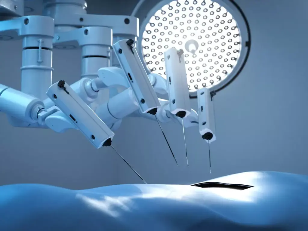 A minimally invasive surgical suite, bathed in soft, diffused lighting that highlights the sleek, modern medical equipment. In the foreground, a high-resolution display showcases a detailed 3D rendering of the human anatomy, facilitating precision guidance during the procedure. In the middle ground, a robotic surgical arm with delicate, articulated instruments stands ready, its movements choreographed to enhance dexterity and reduce invasiveness. The background depicts a serene, clinical environment, with clean lines and a calming color palette that instills a sense of confidence and safety. The overall scene conveys the evolution of minimally invasive techniques, blending advanced technology with a patient-centered approach to modern surgical care.