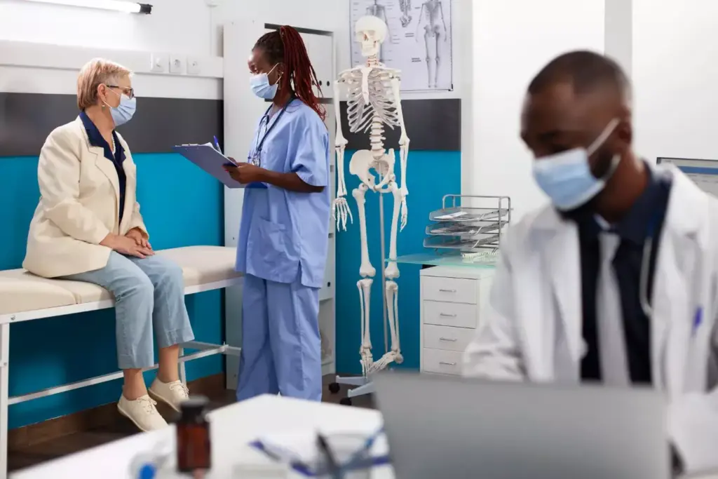 A highly detailed medical illustration of a cervical fusion procedure. The scene depicts a cross-section view of the upper spine, showcasing the intricate process of fusing vertebrae to stabilize the neck. In the foreground, surgical instruments and hardware are meticulously rendered, conveying the precision required. The middle ground focuses on the delicate spinal cord and surrounding nerve roots, while the background reveals the bony vertebrae and discs. Warm, natural lighting from an overhead surgical lamp illuminates the scene, creating a sense of clinical focus. The overall mood is one of technical proficiency and medical necessity, reflecting the purpose of this procedure to address spinal instability and alleviate neurological symptoms. A highly detailed medical illustration of a cervical fusion procedure. The scene depicts a cross-section view of the upper spine, showcasing the intricate process of fusing vertebrae to stabilize the neck. In the foreground, surgical instruments and hardware are meticulously rendered, conveying the precision required. The middle ground focuses on the delicate spinal cord and surrounding nerve roots, while the background reveals the bony vertebrae and discs. Warm, natural lighting from an overhead surgical lamp illuminates the scene, creating a sense of clinical focus. The overall mood is one of technical proficiency and medical necessity, reflecting the purpose of this procedure to address spinal instability and alleviate neurological symptoms.