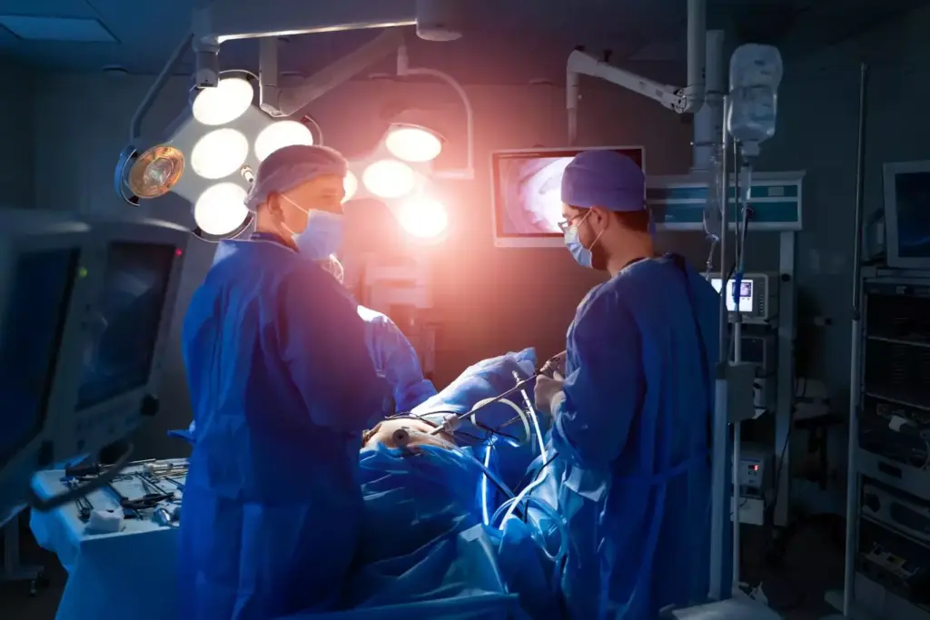 Detailed medical illustration of a cervical spinal fusion procedure. Anatomically accurate cross-section of the cervical spine, highlighting the vertebrae, discs, and surrounding tissues. Precise rendering of the surgical implants, including metallic plates, screws, and bone grafts, with a clean, technical aesthetic. Bright, directional lighting emphasizes the 3D structure, while a muted, clinical color palette conveys the medical nature of the subject. The composition provides a clear, unobstructed view of the surgical site, allowing for easy comprehension of the procedure. Detailed medical illustration of a cervical spinal fusion procedure. Anatomically accurate cross-section of the cervical spine, highlighting the vertebrae, discs, and surrounding tissues. Precise rendering of the surgical implants, including metallic plates, screws, and bone grafts, with a clean, technical aesthetic. Bright, directional lighting emphasizes the 3D structure, while a muted, clinical color palette conveys the medical nature of the subject. The composition provides a clear, unobstructed view of the surgical site, allowing for easy comprehension of the procedure.