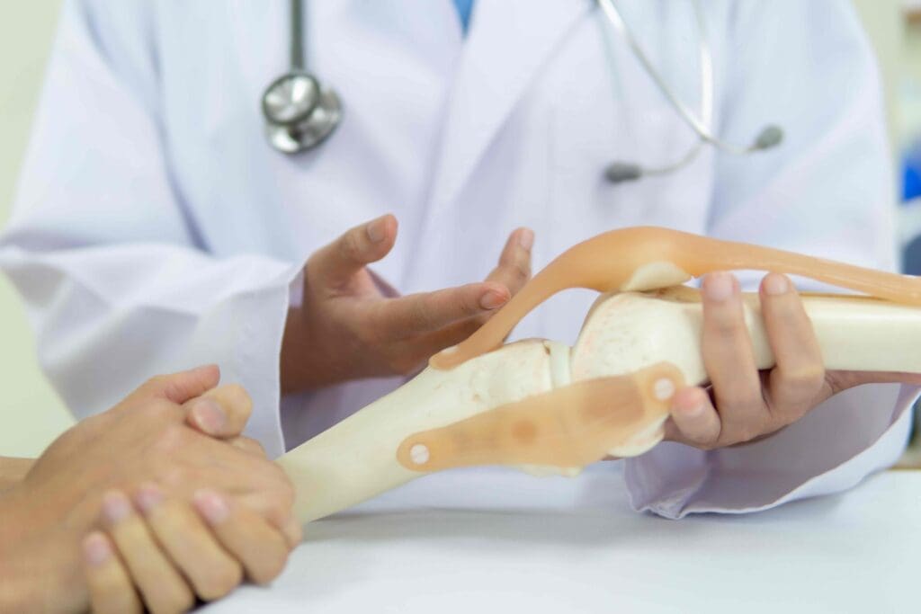 human knee joint undergoing unicompartmental knee arthroplasty.