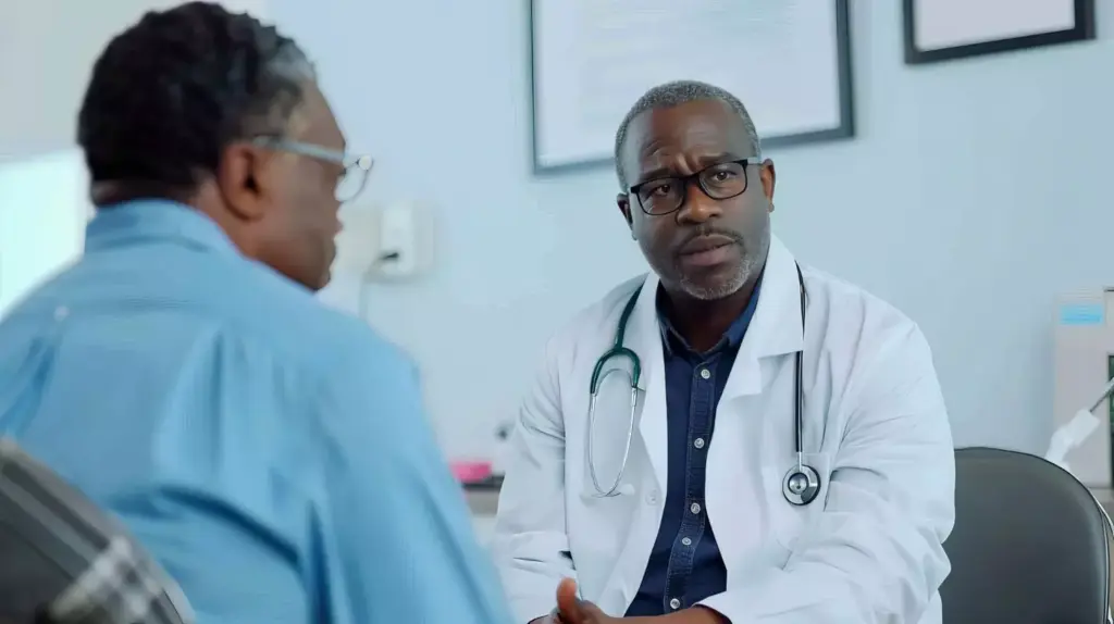 A detailed 3D medical illustration showcasing a close-up view of the lungs, with a prominent squamous cell carcinoma tumor visible in the right lung. The tumor appears as an irregularly shaped, discolored mass, surrounded by healthy lung tissue. The image is rendered with high realism, using accurate anatomical details and a subdued, clinical color palette. Soft, directional lighting illuminates the scene, creating depth and highlighting the pathological features. The composition places the tumor in the center, with the surrounding lung structure providing context. An atmosphere of medical precision and scientific analysis pervades the image, supporting the diagnostic focus of the accompanying text.