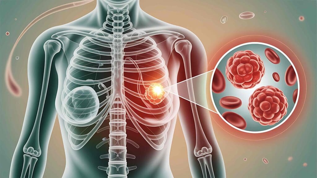 photorealistic image of diffuse bony metastases