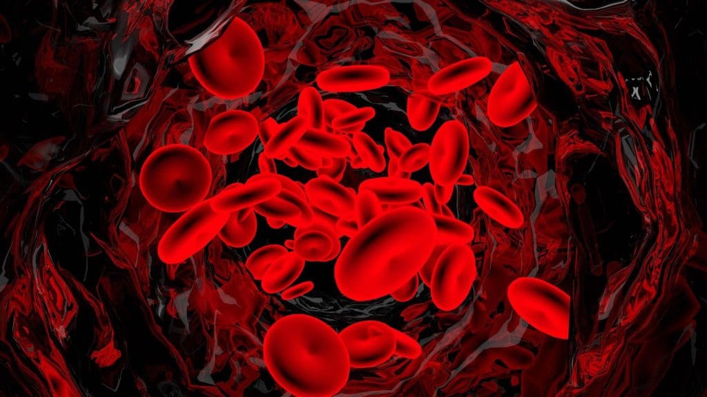 A visually striking illustration of the hematopoietic process, with a vibrant and intricate display of blood cell formation.