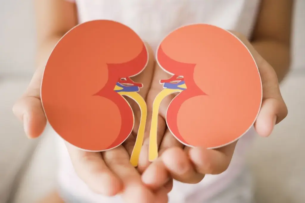 A highly detailed and anatomically accurate illustration of a human kidney, showcasing its intricate internal structure, including the renal cortex, medulla, and nephrons. Position the kidney prominently in the foreground, with a clear view of its blood supply and surrounding tissues. In the middle ground, depict the abdominal cavity with faint outlines of other organs, providing context to the kidney's location. The background should be softly blurred to emphasize the kidney, utilizing soft, natural lighting to create a clean and educational atmosphere. A high-angle perspective allows for a comprehensive view, highlighting the kidney's vital role in blood filtration. Use realistic textures and colors to engage the viewer in understanding this essential organ. No captions or overlays included. How to Filter Blood Through Your Kidneys